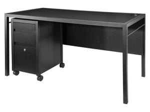 Tech Desk, Powered w/ 3 Drawer File Cabinet | Trade Show Rental Furniture